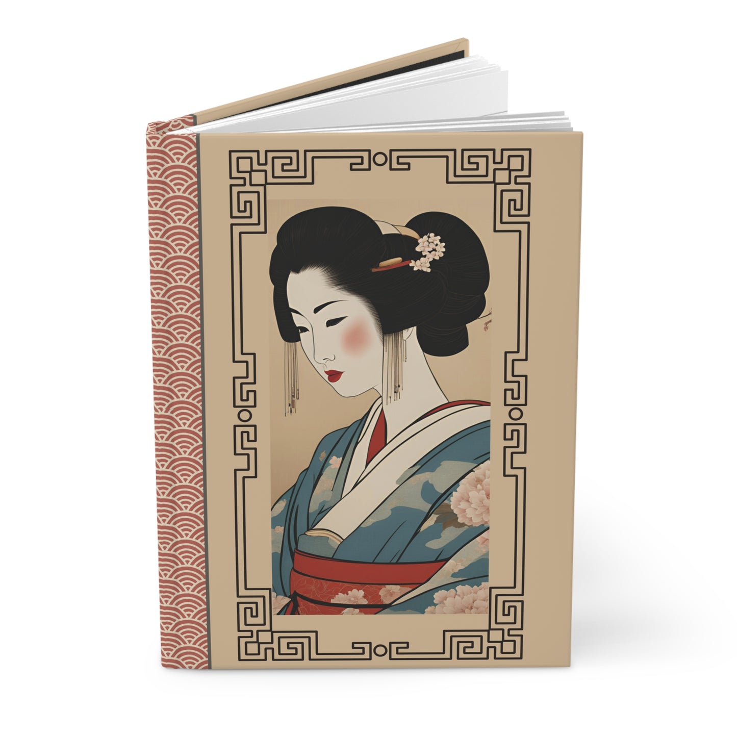 Japan Hardcover Notebook with traditional Japanese lady 5.5’’x8’’ 150 ruled pages for lovers of all things