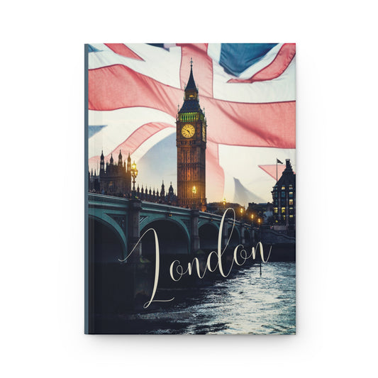 London Themed Hardcover Notebook with flag for travel language history notes 150 ruled pages for lovers of all things