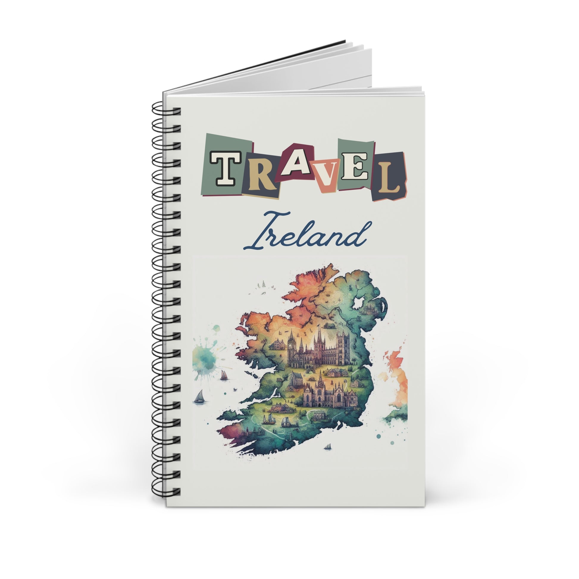 Ireland Travel Notebook Spiral bound notebook with either dot grid lined or blank pages - Paper products