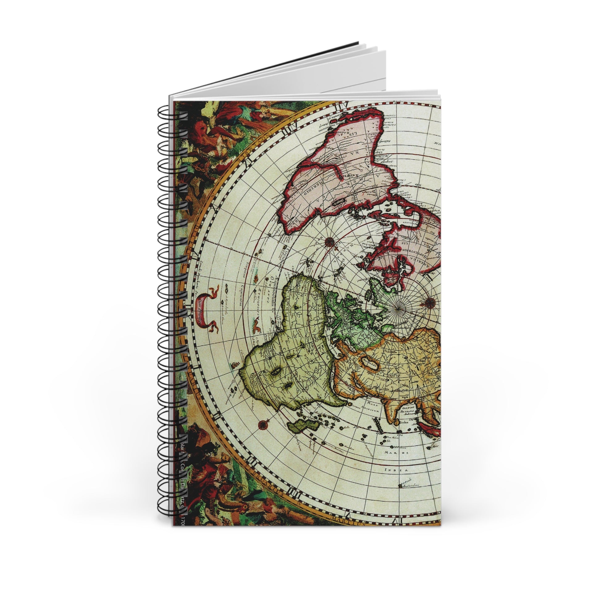 Vintage Map Spiral bound notebook blank lined or dot grid travel journal - Paper products