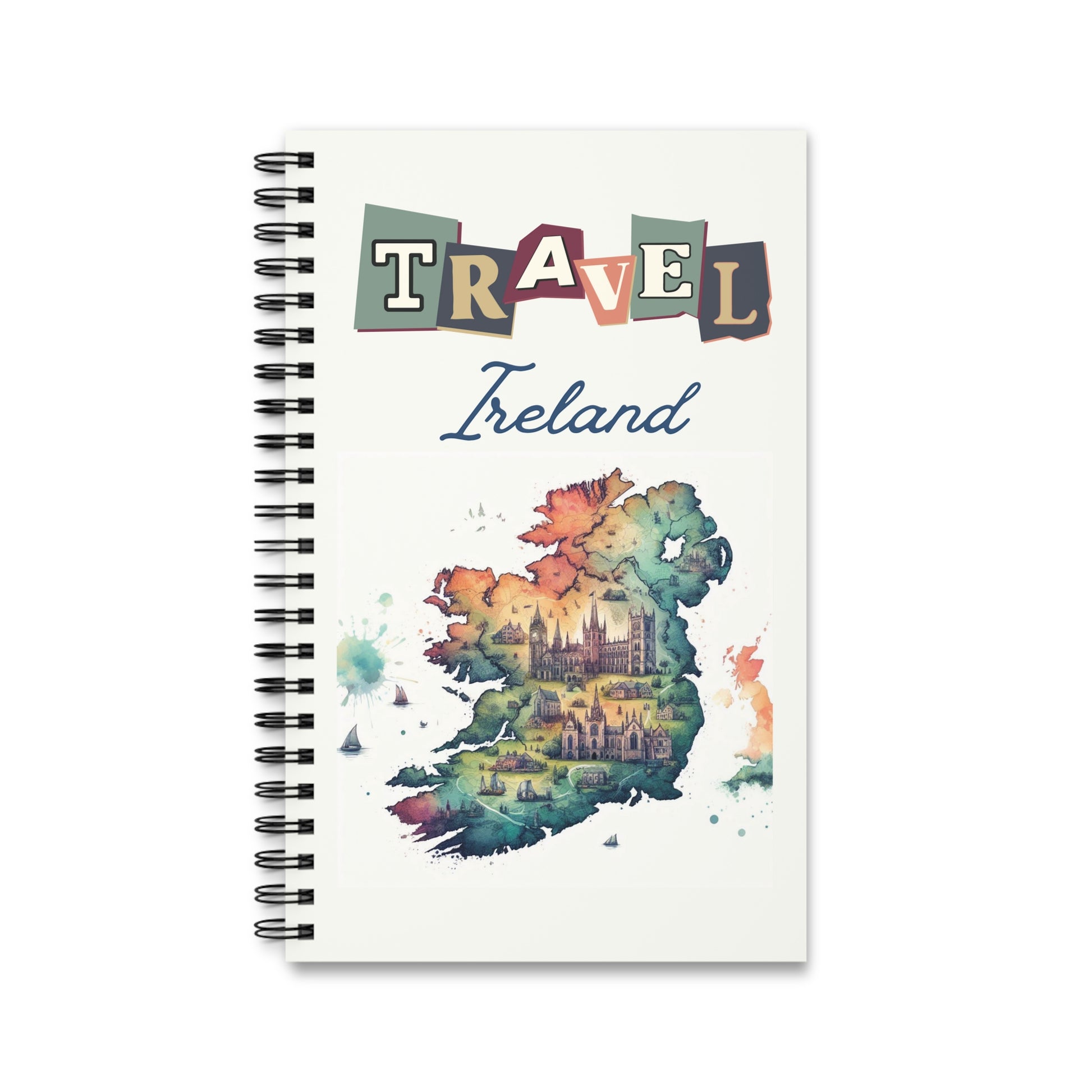 Ireland Travel Notebook Spiral bound notebook with either dot grid lined or blank pages - Paper products