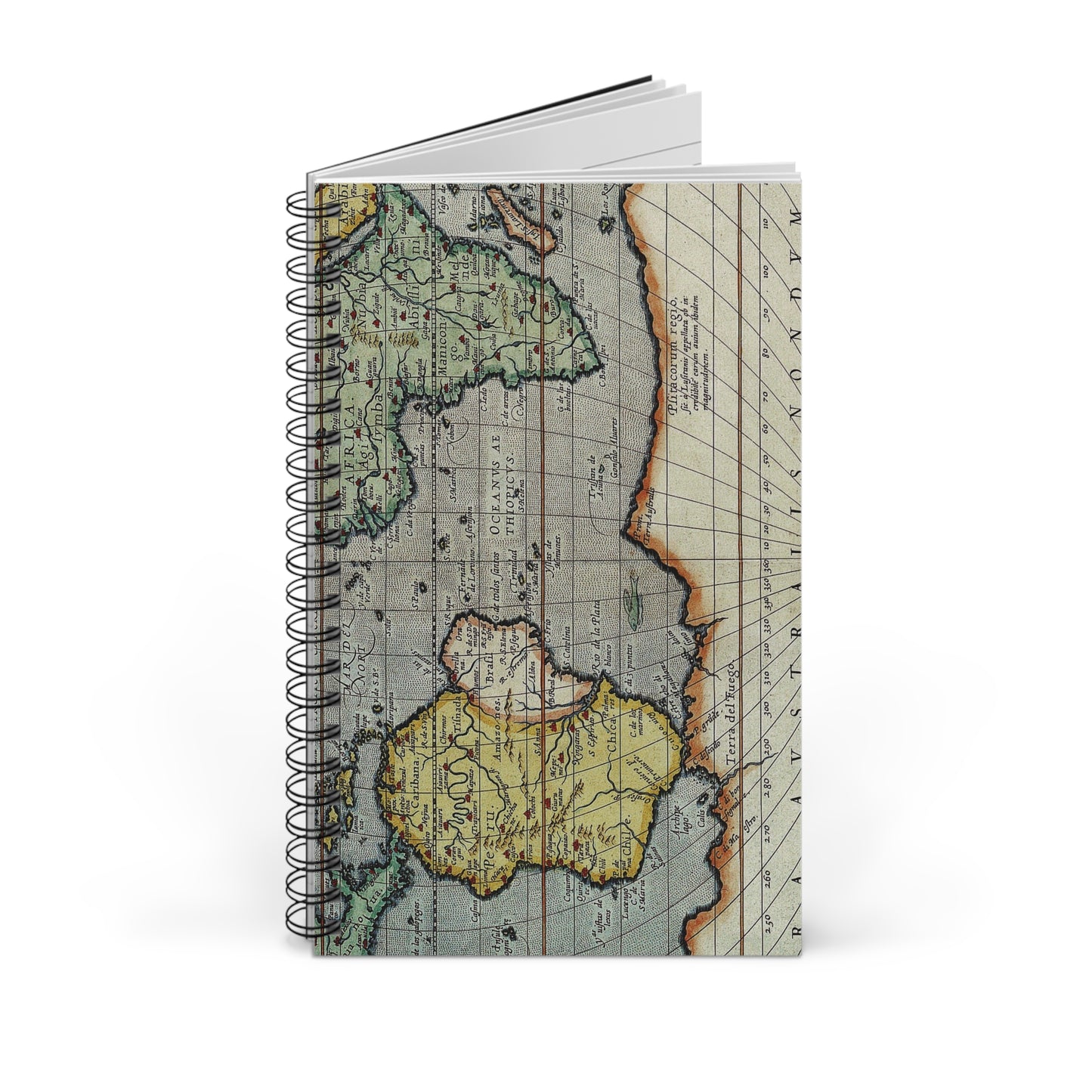 Antique Map Spiral bound notebook blank lined or dot grid travel journal - Paper products