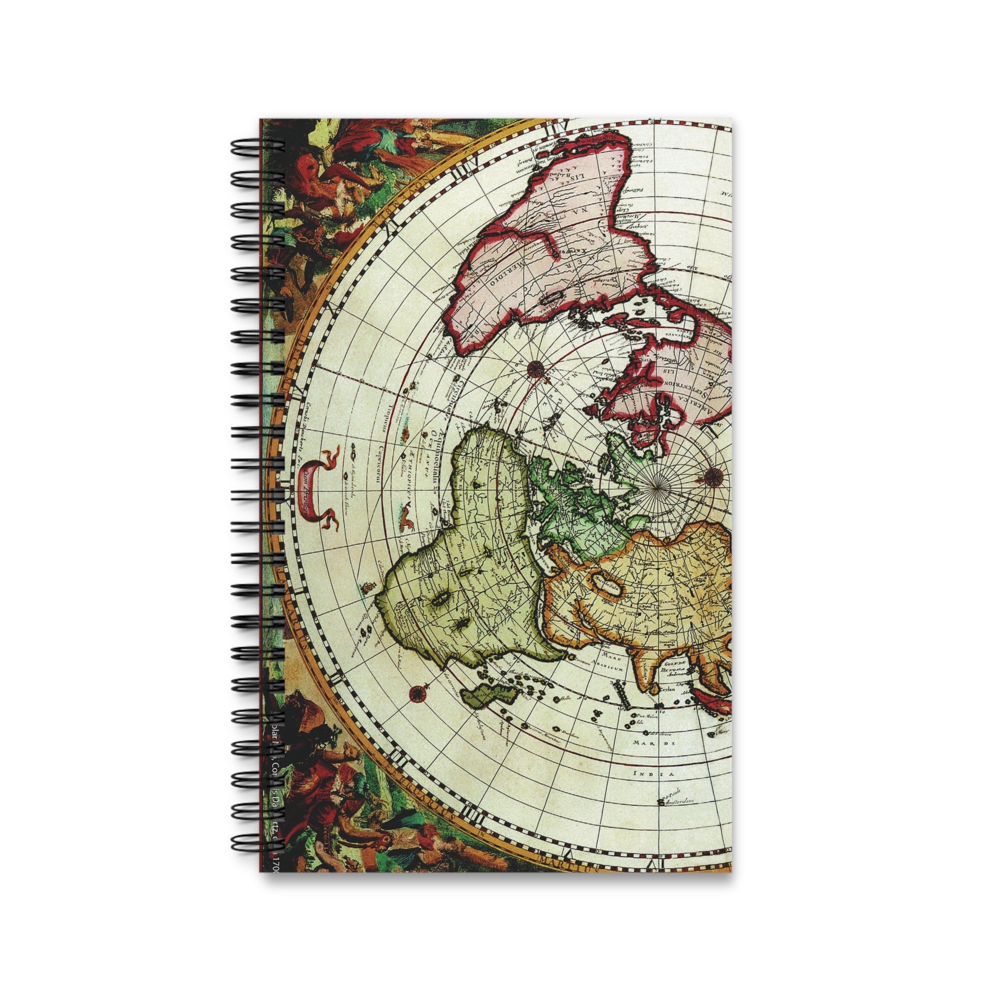 Vintage Map Spiral bound notebook blank lined or dot grid travel journal - Paper products