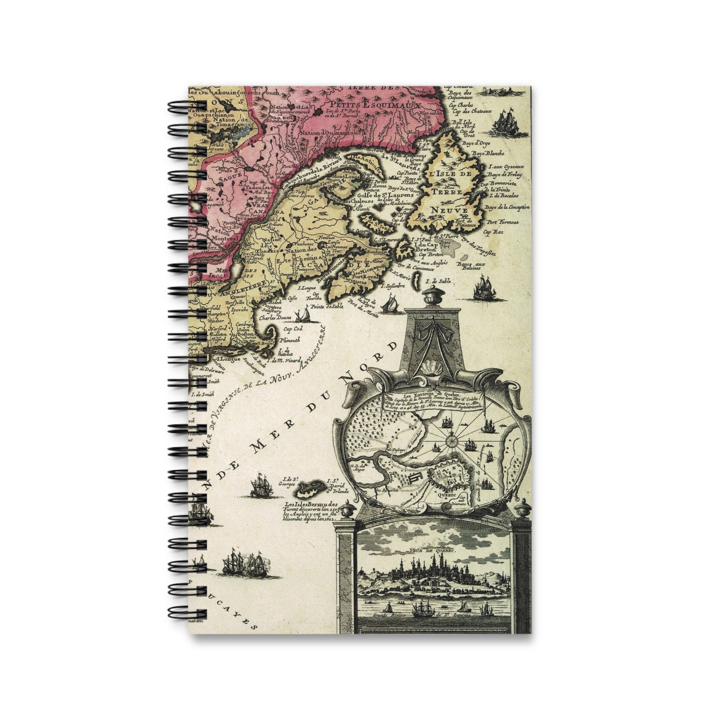 Old Map Spiral bound blank lined or dot grid travel notebook - Paper products