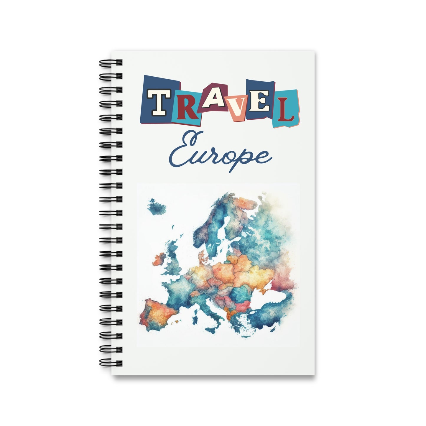 Travel Europe Spiral bound travel notebook choose dot grid lined or blank pages for your backpacking or travels across