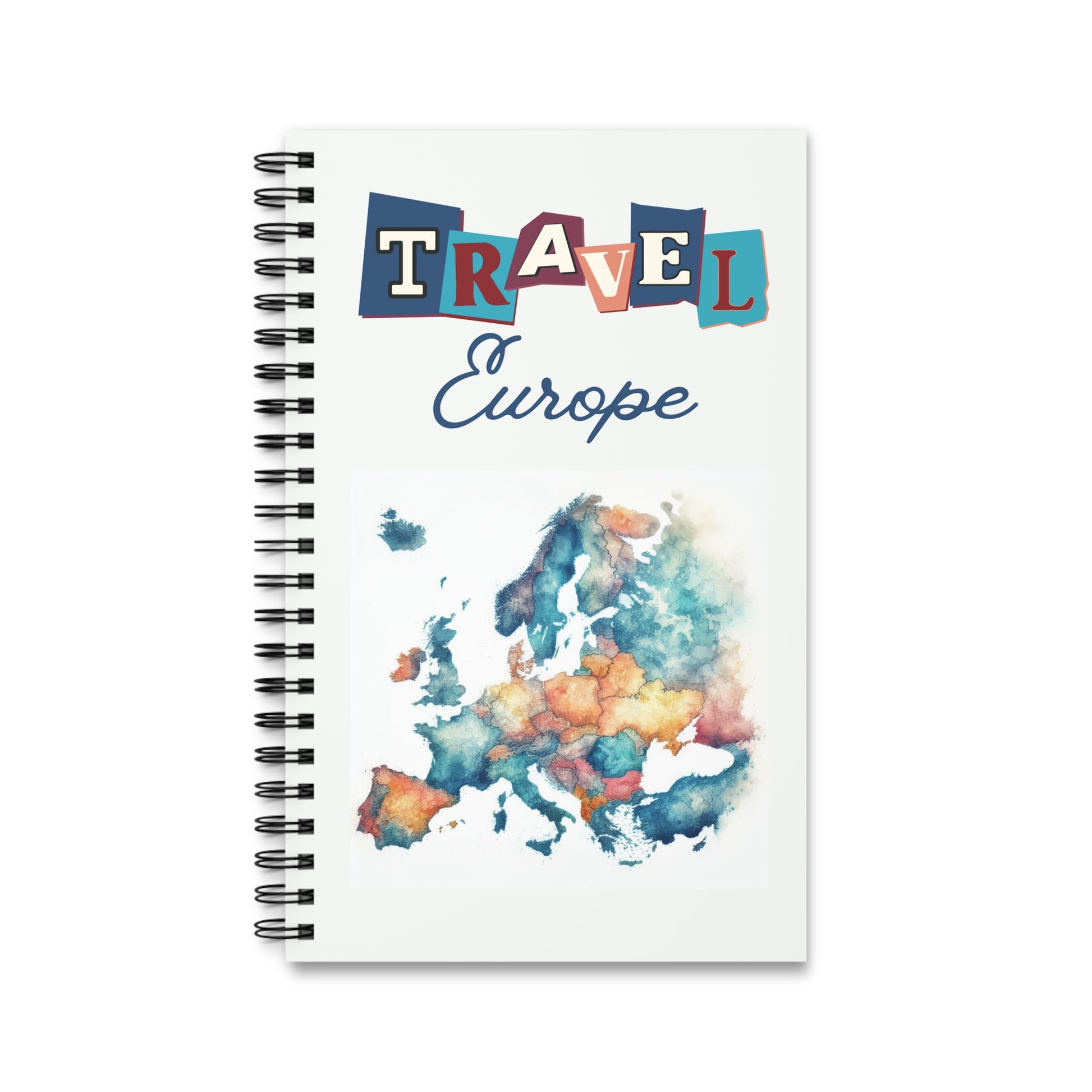 Travel Europe Spiral bound travel notebook choose dot grid lined or blank pages for your backpacking or travels across