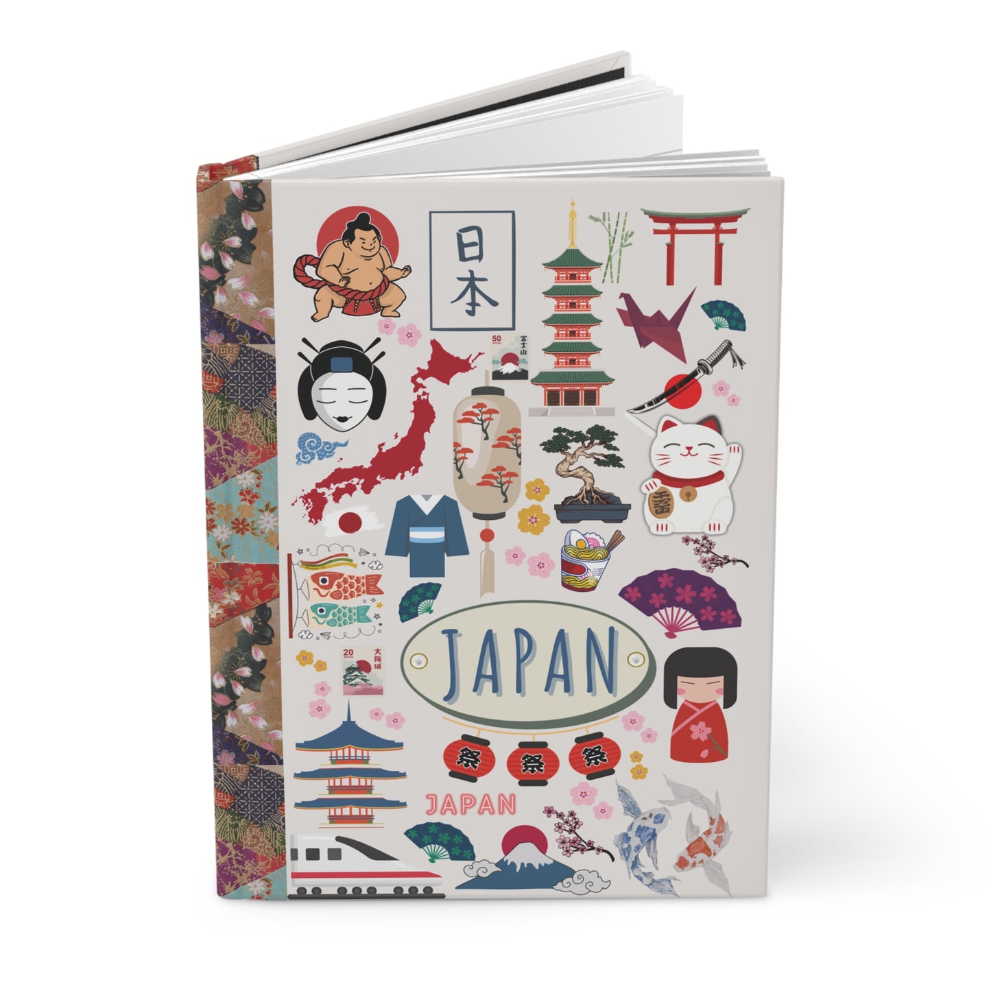 Japan Hardcover Notebook 5.5’’ x 8’’ 150 ruled pages for lovers of all things Japanese! - Journal - Paper products