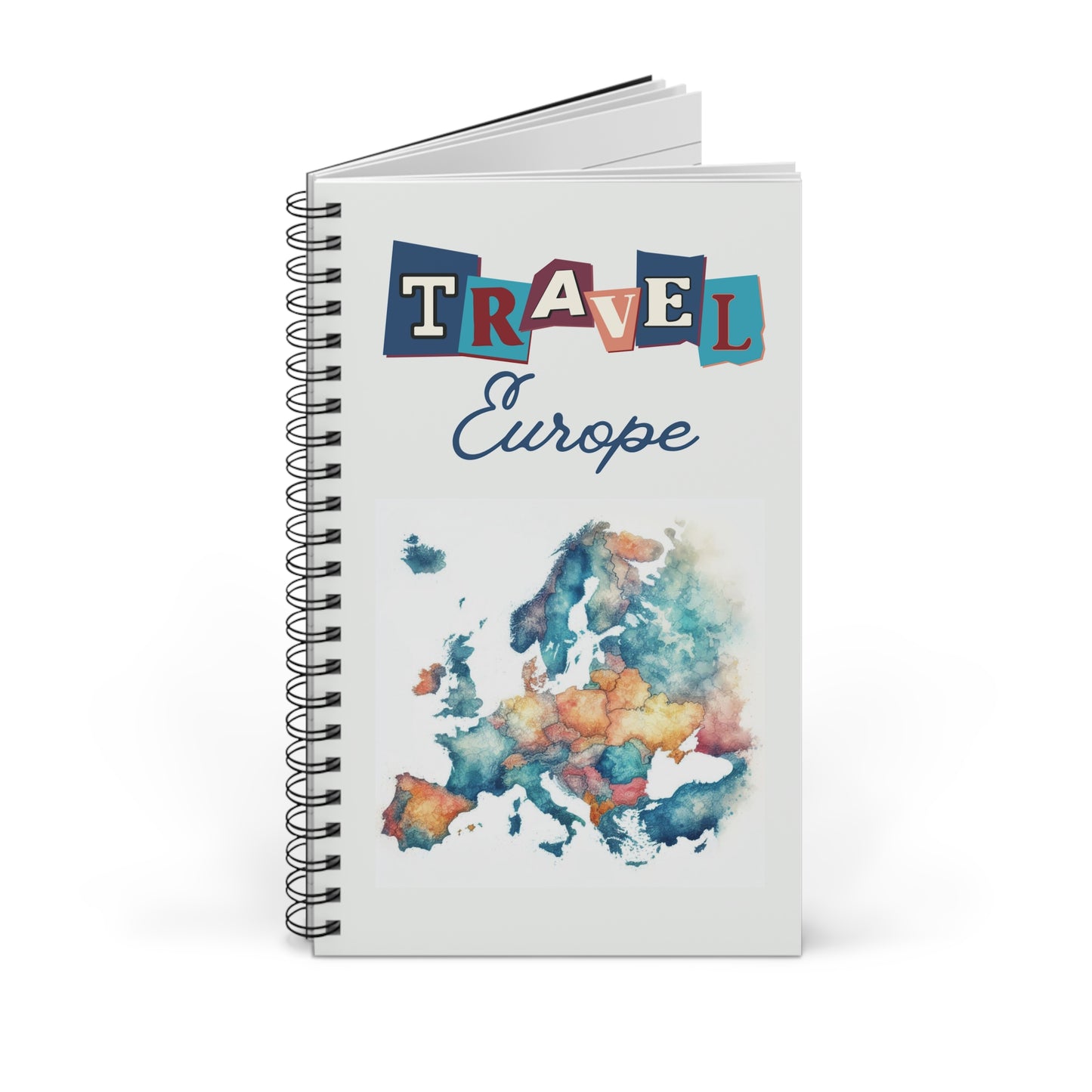 Travel Europe Spiral bound travel notebook choose dot grid lined or blank pages for your backpacking or travels across