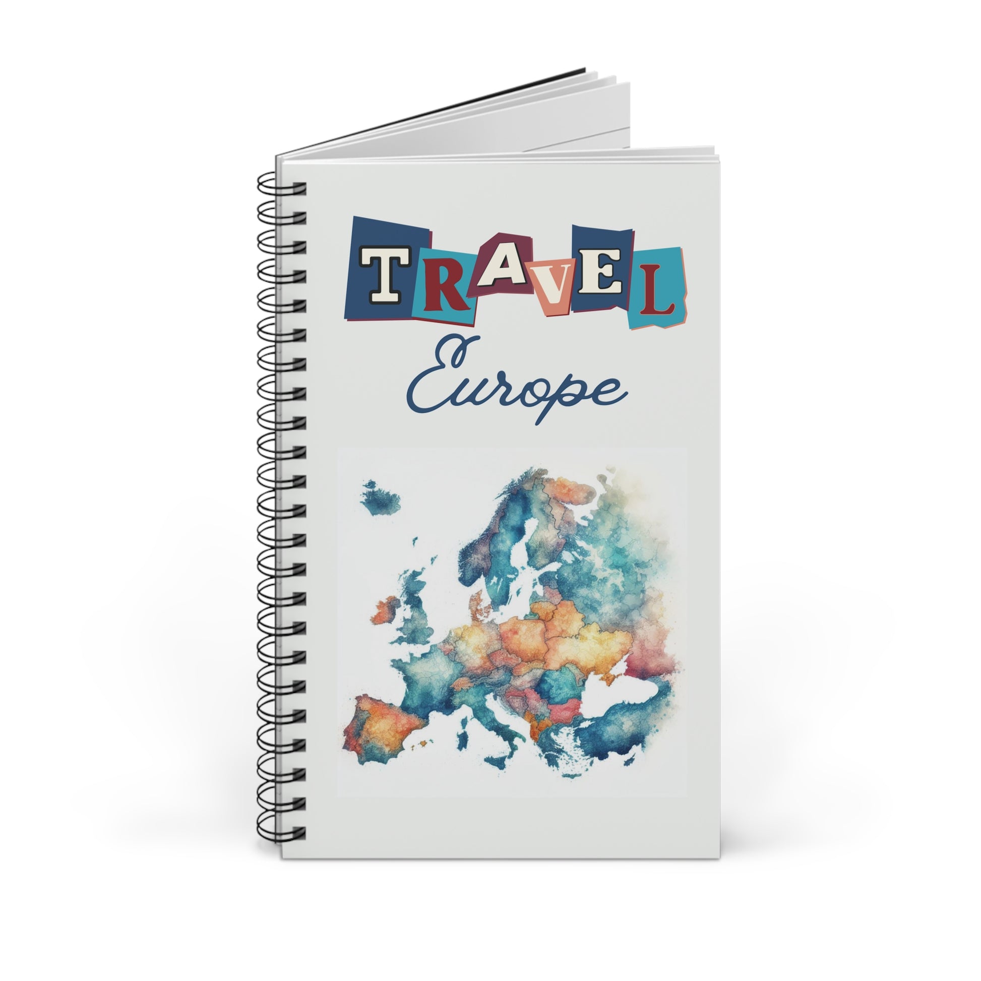 Travel Europe Spiral bound travel notebook choose dot grid lined or blank pages for your backpacking or travels across