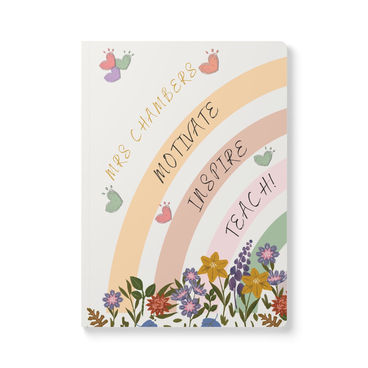 Personalised Teacher Gift Notebook soft back lined 120gsm (80lb) paper end of semester appreciation gift - 100 pages