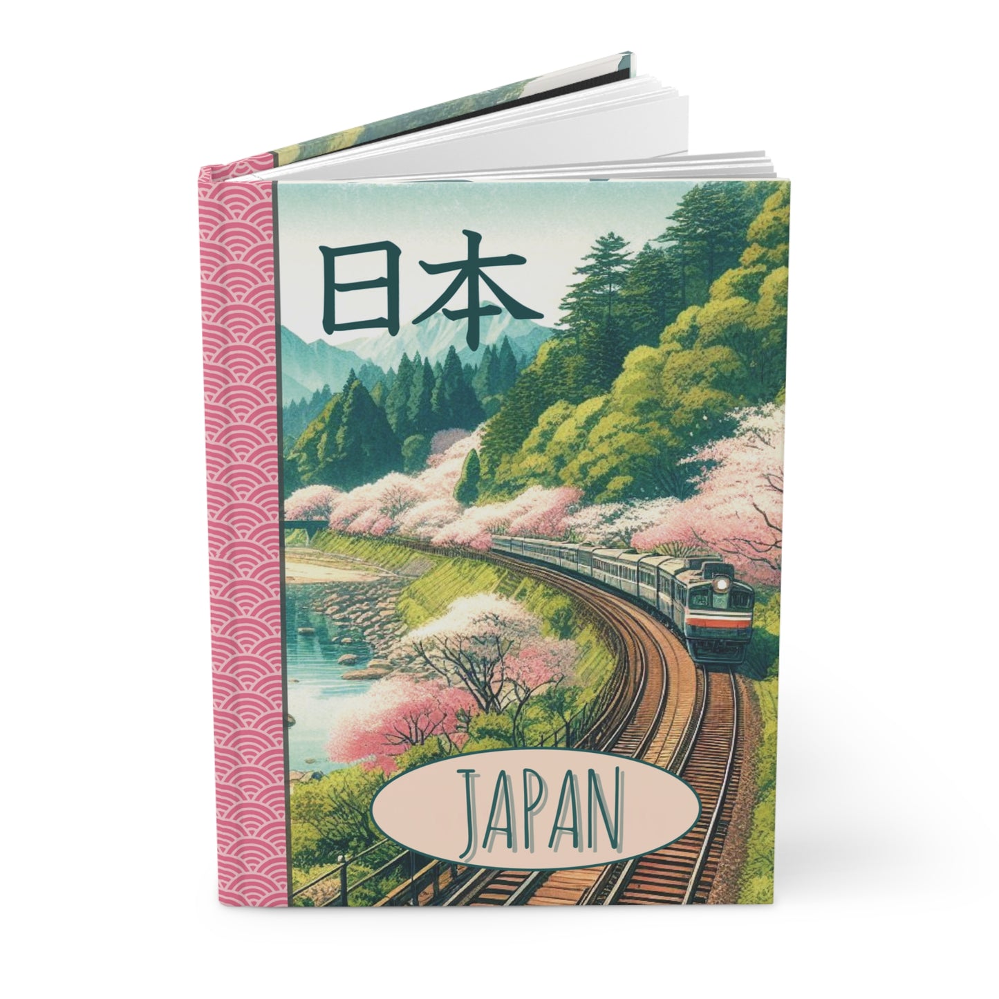 Japan Hardcover Notebook with traditional Japanese vintage landscape 5.5’’ x 8’’ 150 ruled pages for lovers