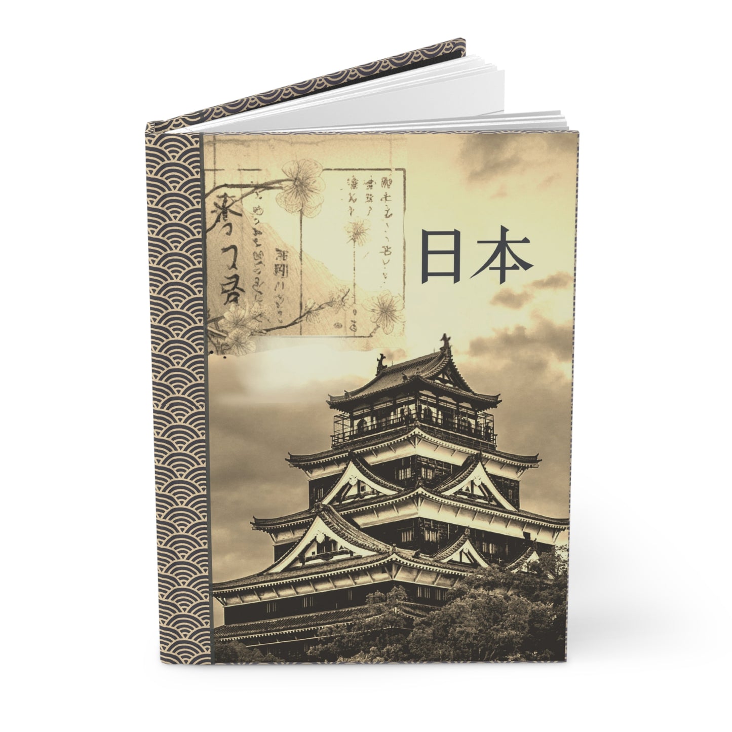 Japan Hardcover Notebook with traditional Japanese temple 5.5’’ x 8’’ 150 ruled pages for lovers of all things