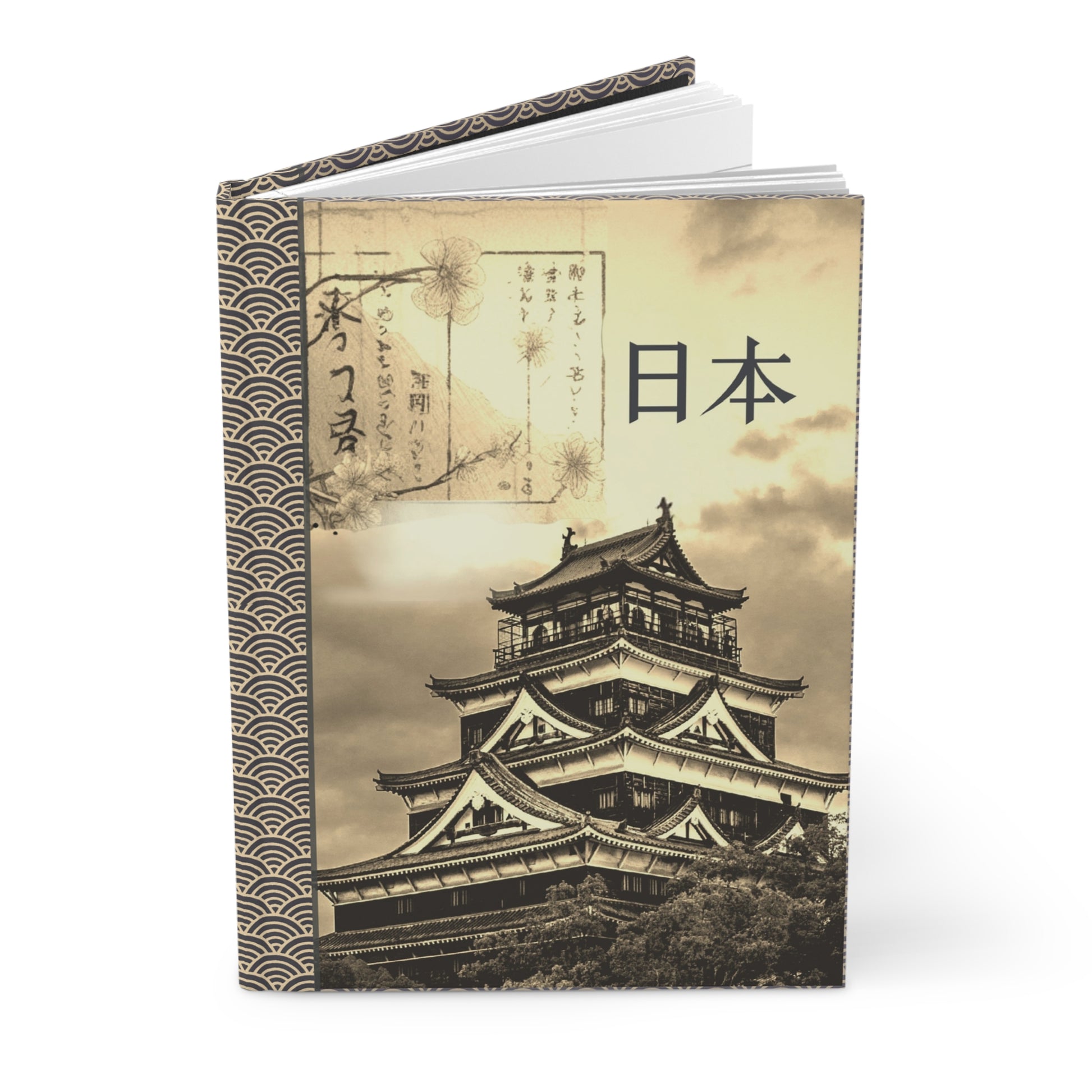 Japan Hardcover Notebook with traditional Japanese temple 5.5’’ x 8’’ 150 ruled pages for lovers of all things
