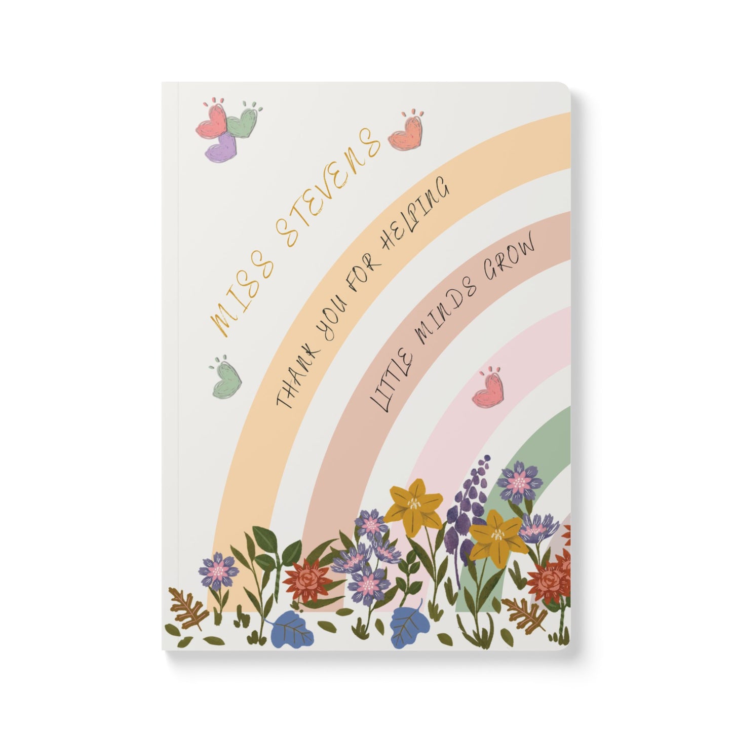 Personalised Teacher Gift Notebook soft back lined 120gsm (80lb) paper show your appreciation with this end of semester