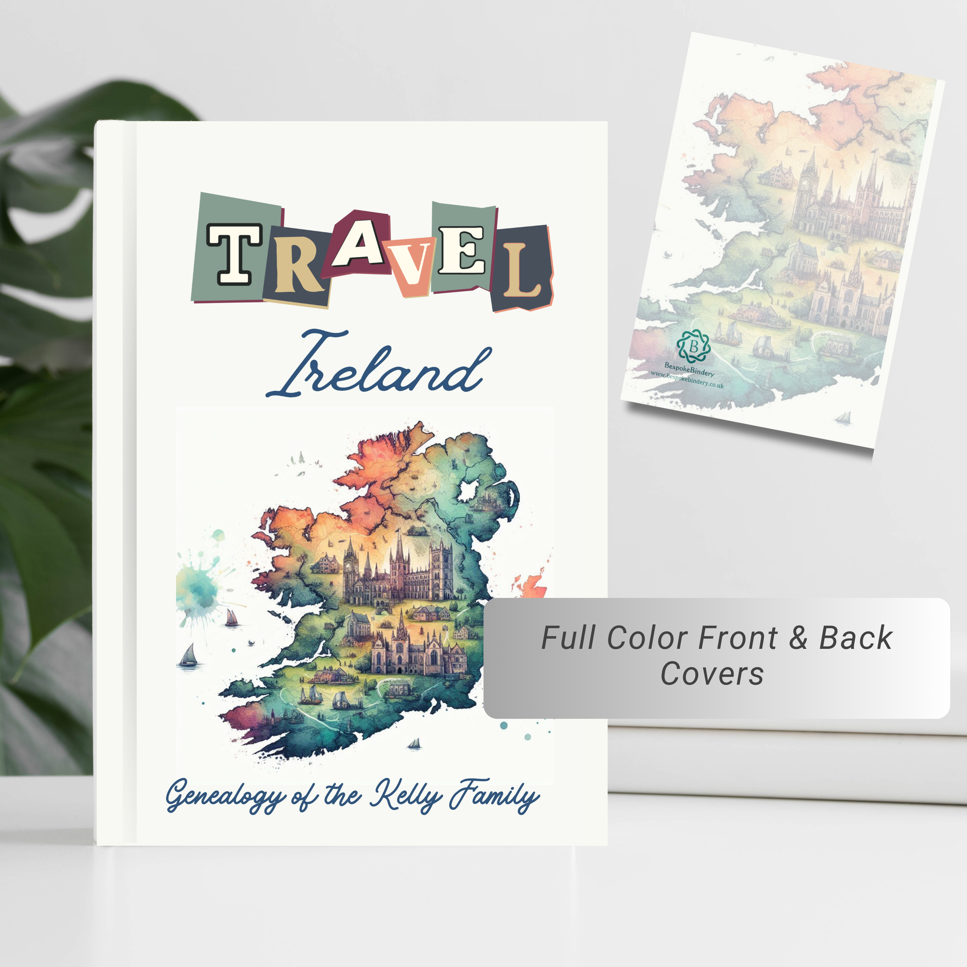 Travel Ireland personalised hardback notebook with Irish map image on front and back covers