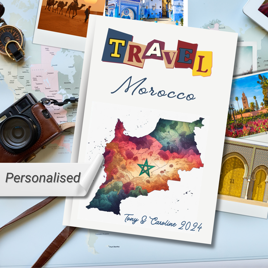 personalised hardback travel Morocco notebook with Morroccan photopraphs
