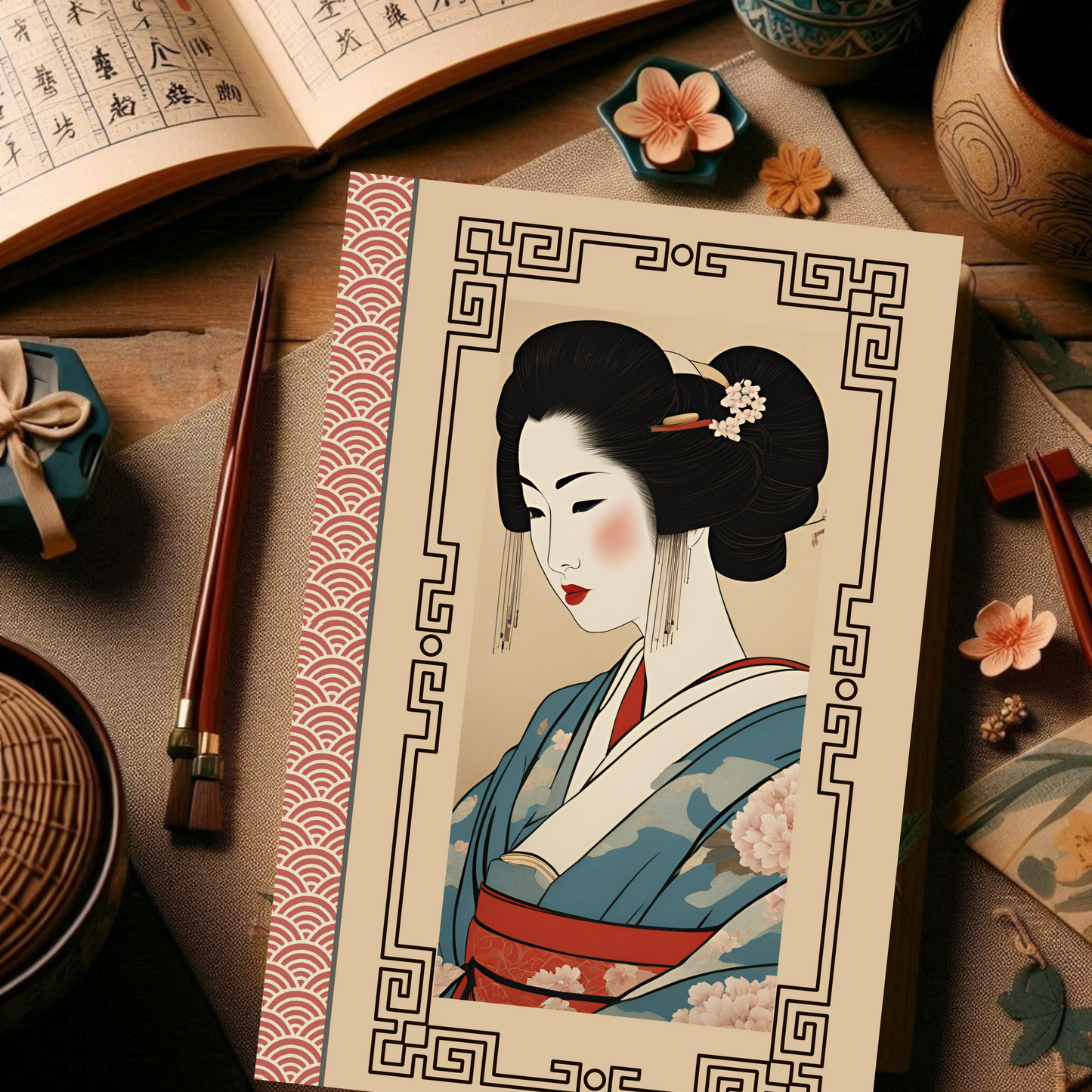 Geisha Hardcover Journal: Japanese Themed Notebook, 150 blank Pages