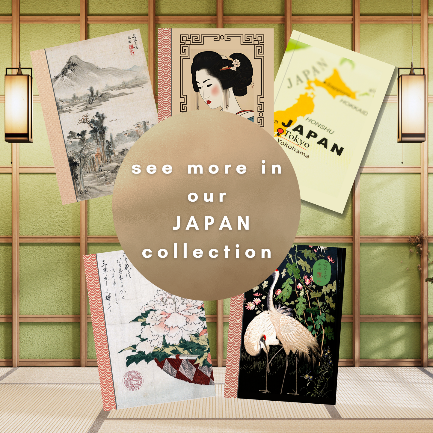 Japan A5 Lined Notebook Hardcover - Cranes