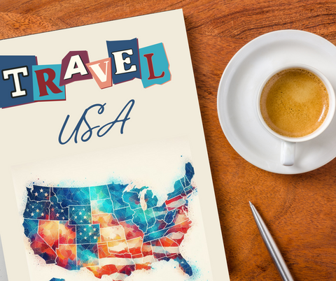 USA America Travel Journal, Remember your American trip with combined travel planner and journal.