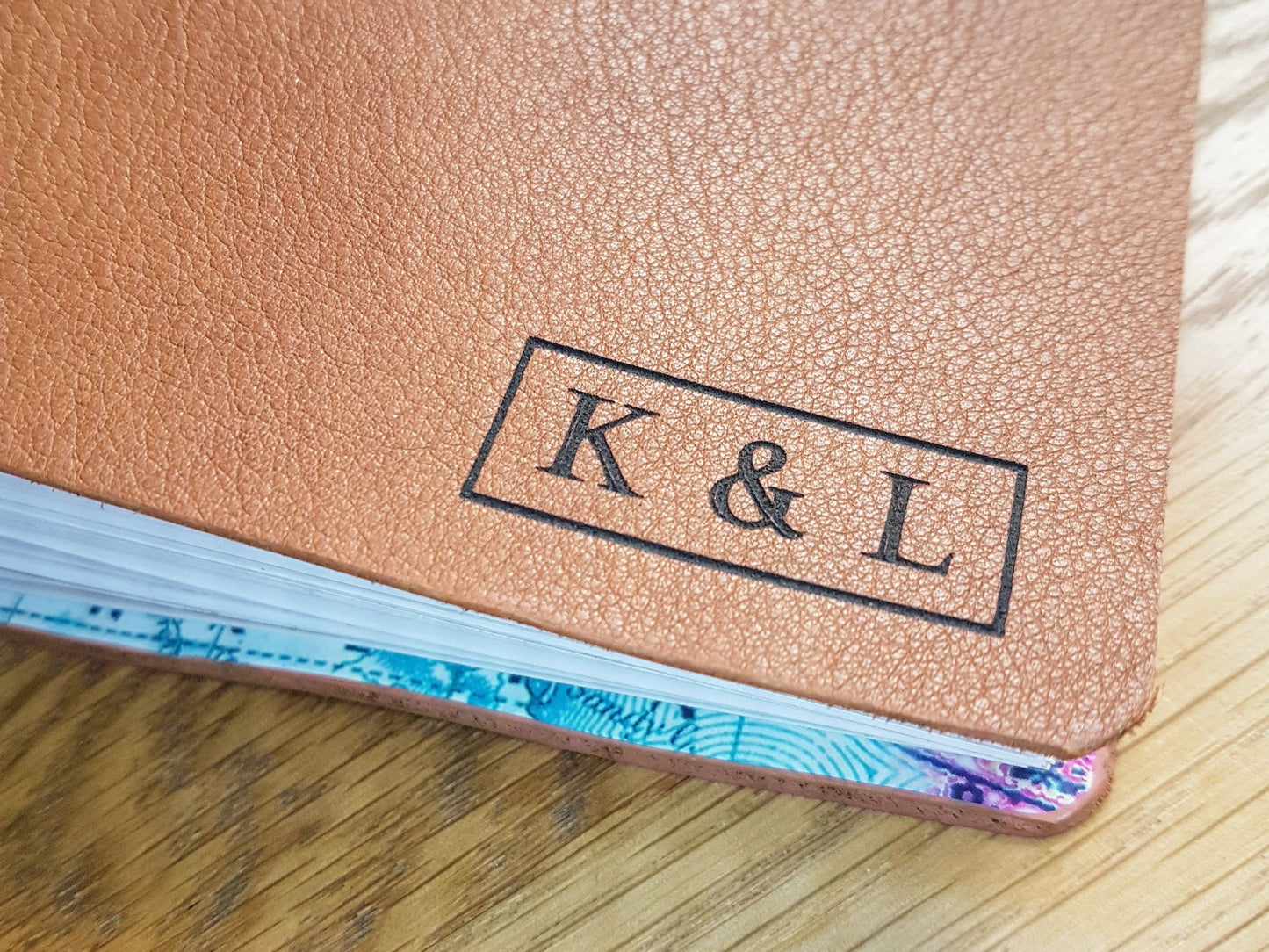 add initials to the front of a travel journal