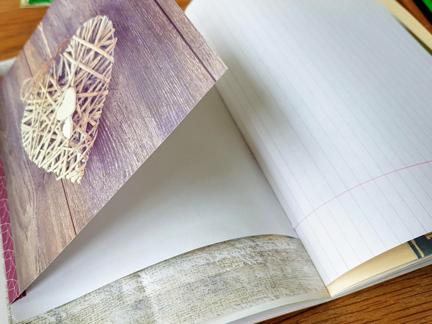 Junk Journal flip out in a heart print paper.