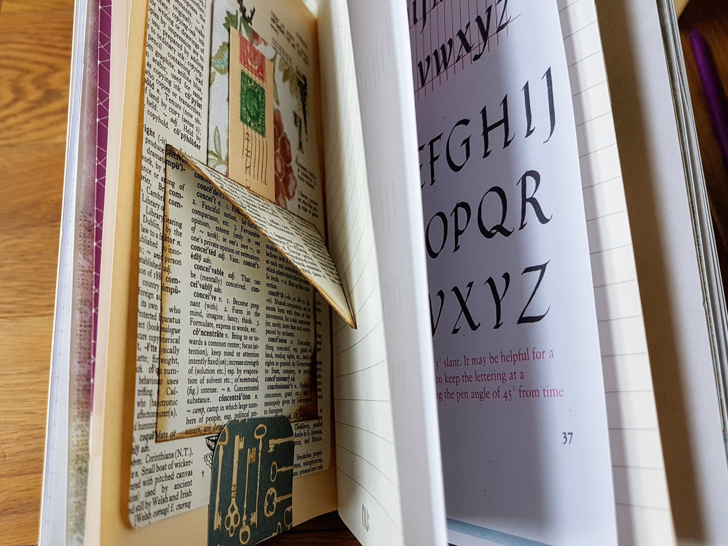 variety of papers and images inside the junk journals.  Each one unique