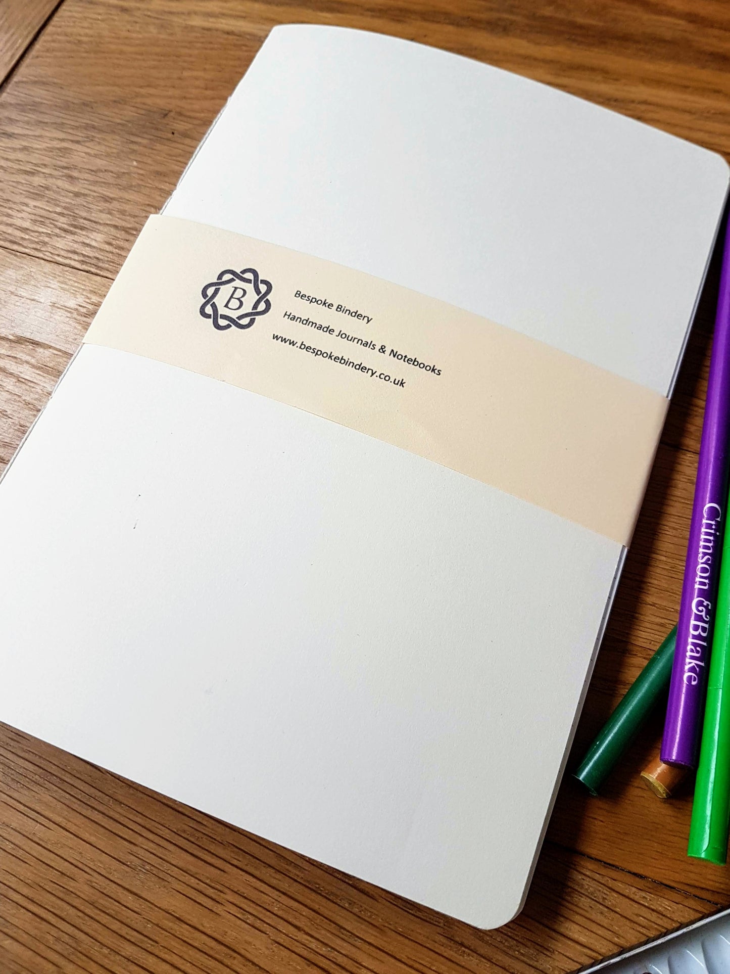 Plain ivory card cover to Bespoke Bindery Junk Journal insert shown in size A5