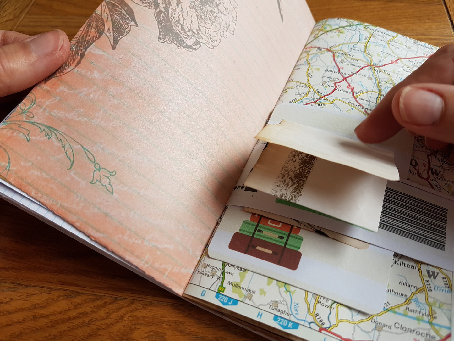 Travel Map Junk Journal with belly band and map pages