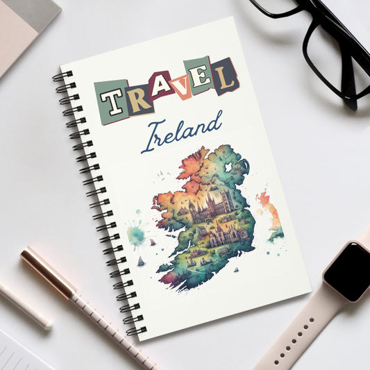 Ireland Travel Notebook Spiral bound notebook with either dot grid lined or blank pages - Blank / One Size - Paper