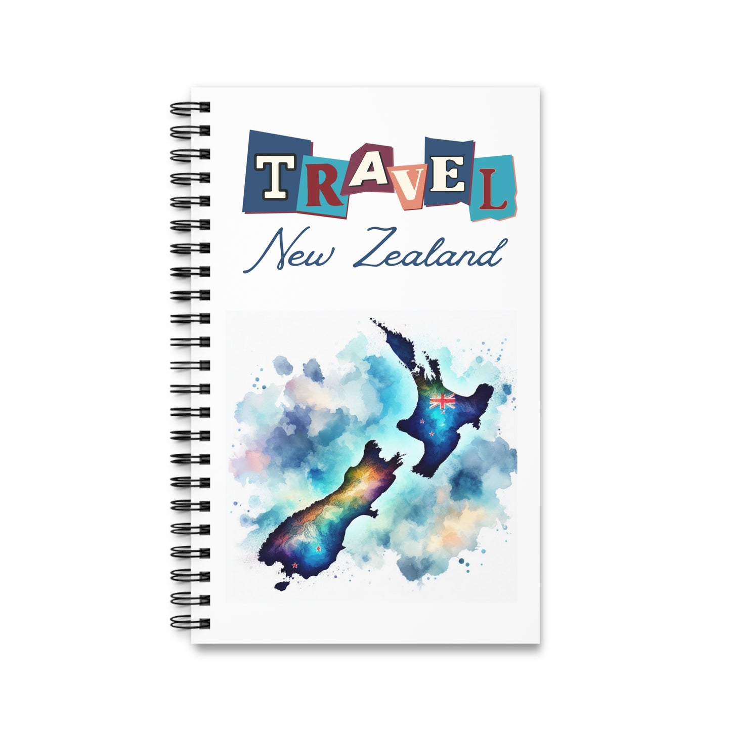 New Zealand travel notebook,  Spiral bound travel notebook, dot grid, lined or blank