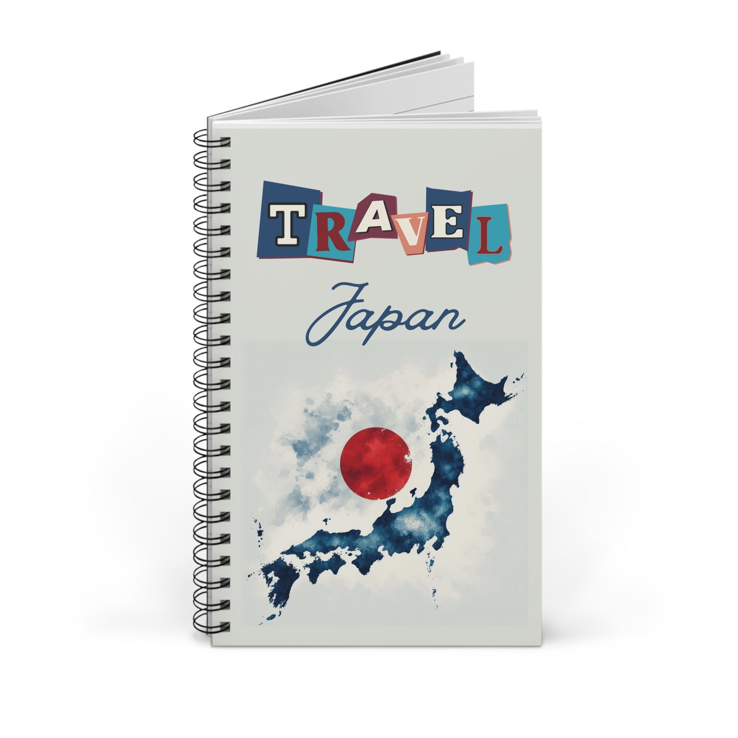 Travel Japan Notebook,  Spiral bound, blank, lined or dot grid travel journal for Japan