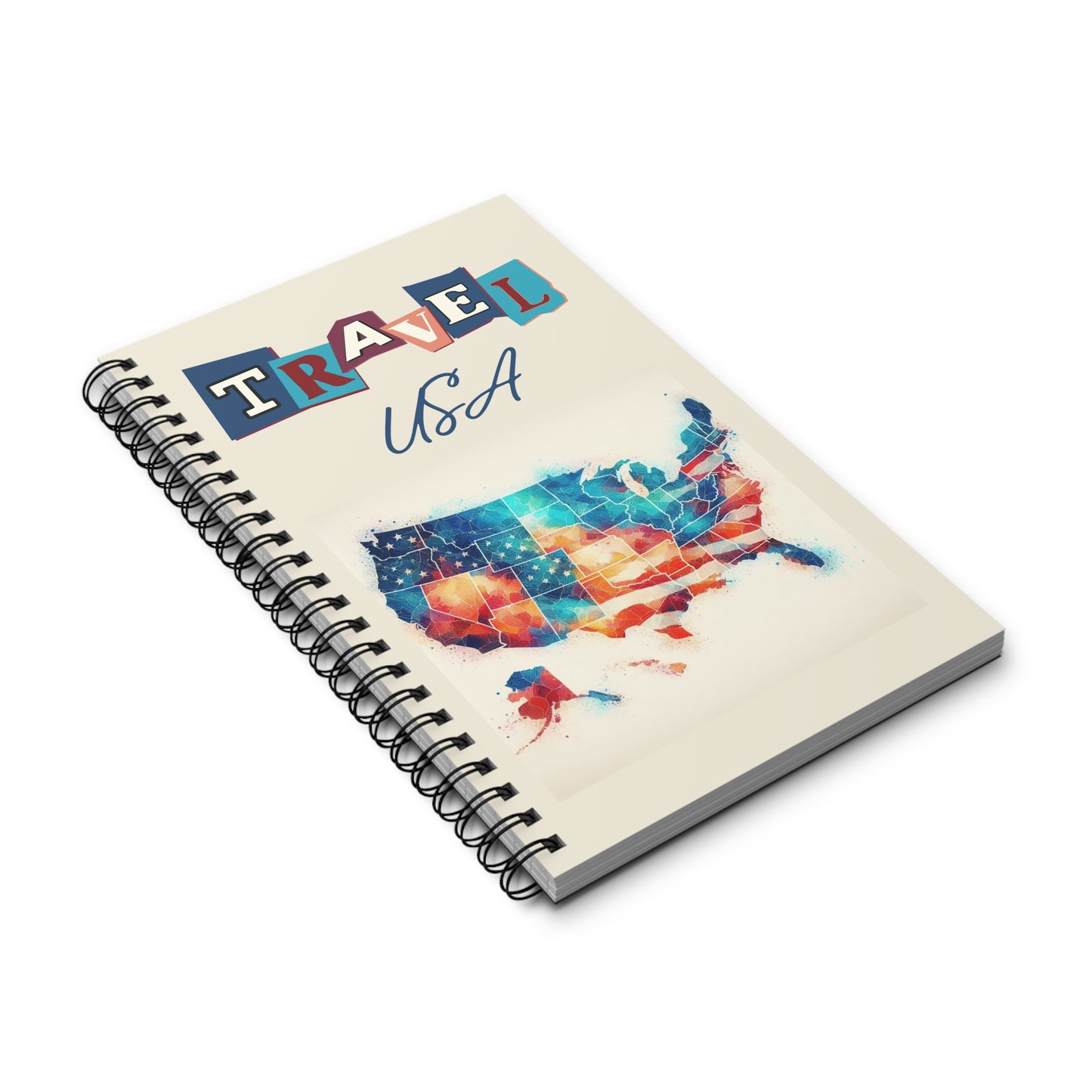 Travel USA America with this Spiral bound travel notebook or scrapbook.  Choose your page style