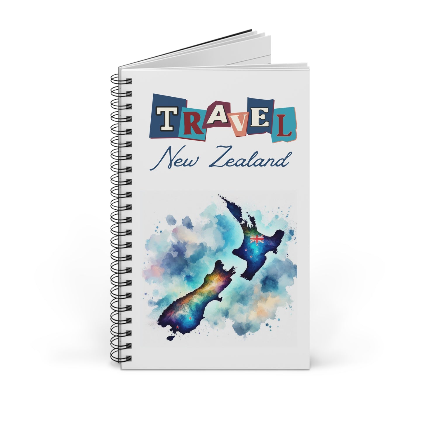 New Zealand travel notebook,  Spiral bound travel notebook, dot grid, lined or blank