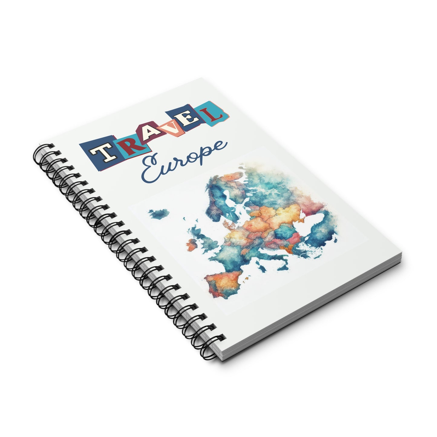 Travel Europe Spiral bound travel notebook, choose dot grid, lined or blank pages for your backpacking or travels across Europe