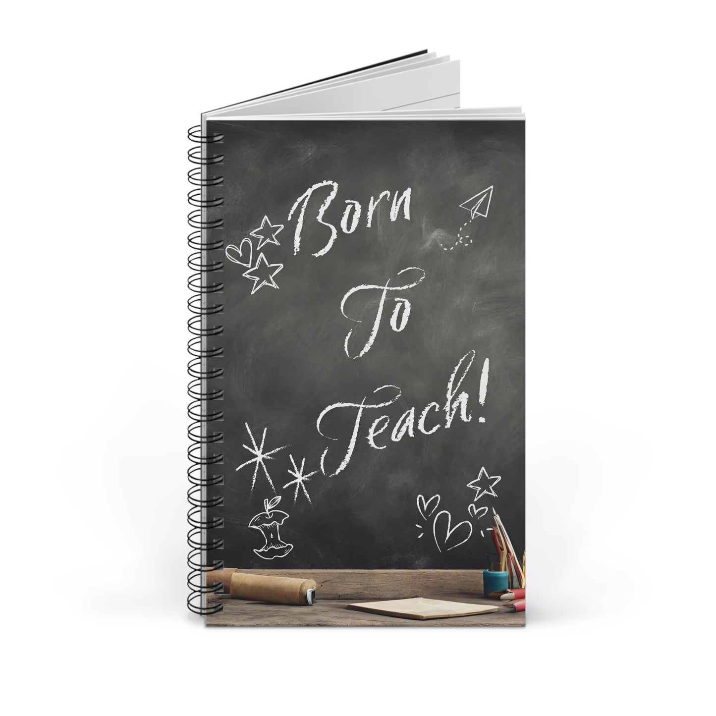 Teacher Gift Notebook Journal, Born to Teach Spiral bound, blank, lined or dot grid pages