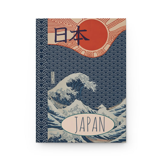 Japan Hardcover Notebook with traditional Japanese wave 5.5’’ x 8’’ 150 ruled pages for lovers of all things