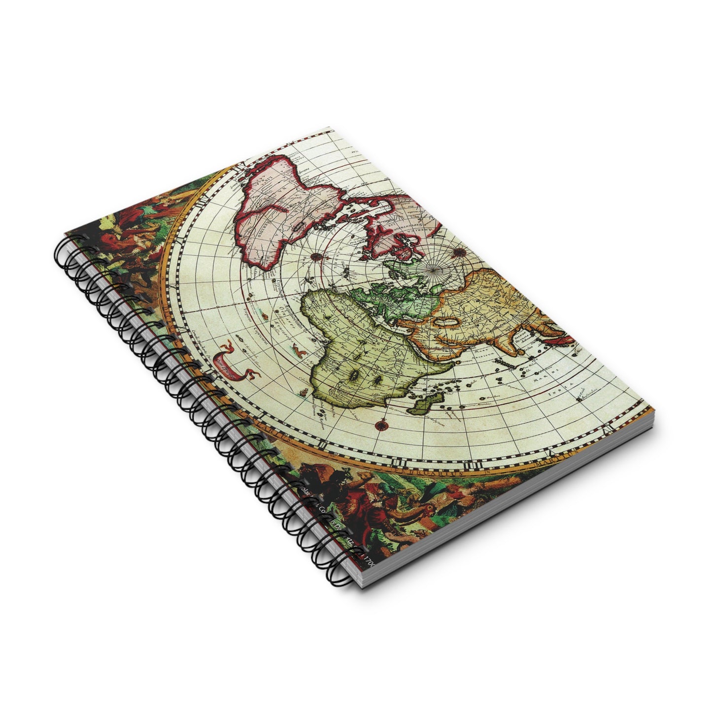 Vintage Map Spiral bound notebook, blank, lined or dot grid travel journal