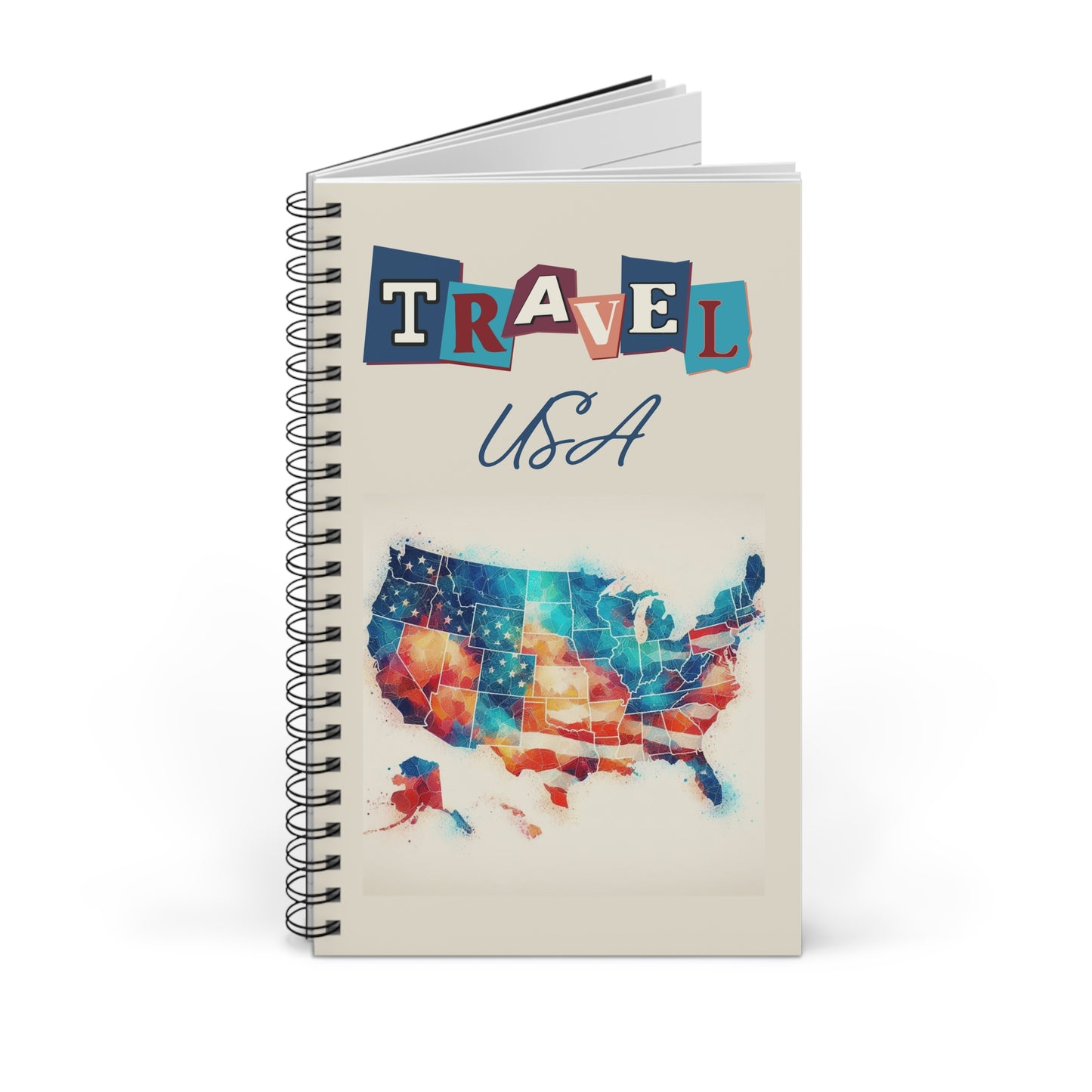 Travel USA America with this Spiral bound travel notebook or scrapbook.  Choose your page style