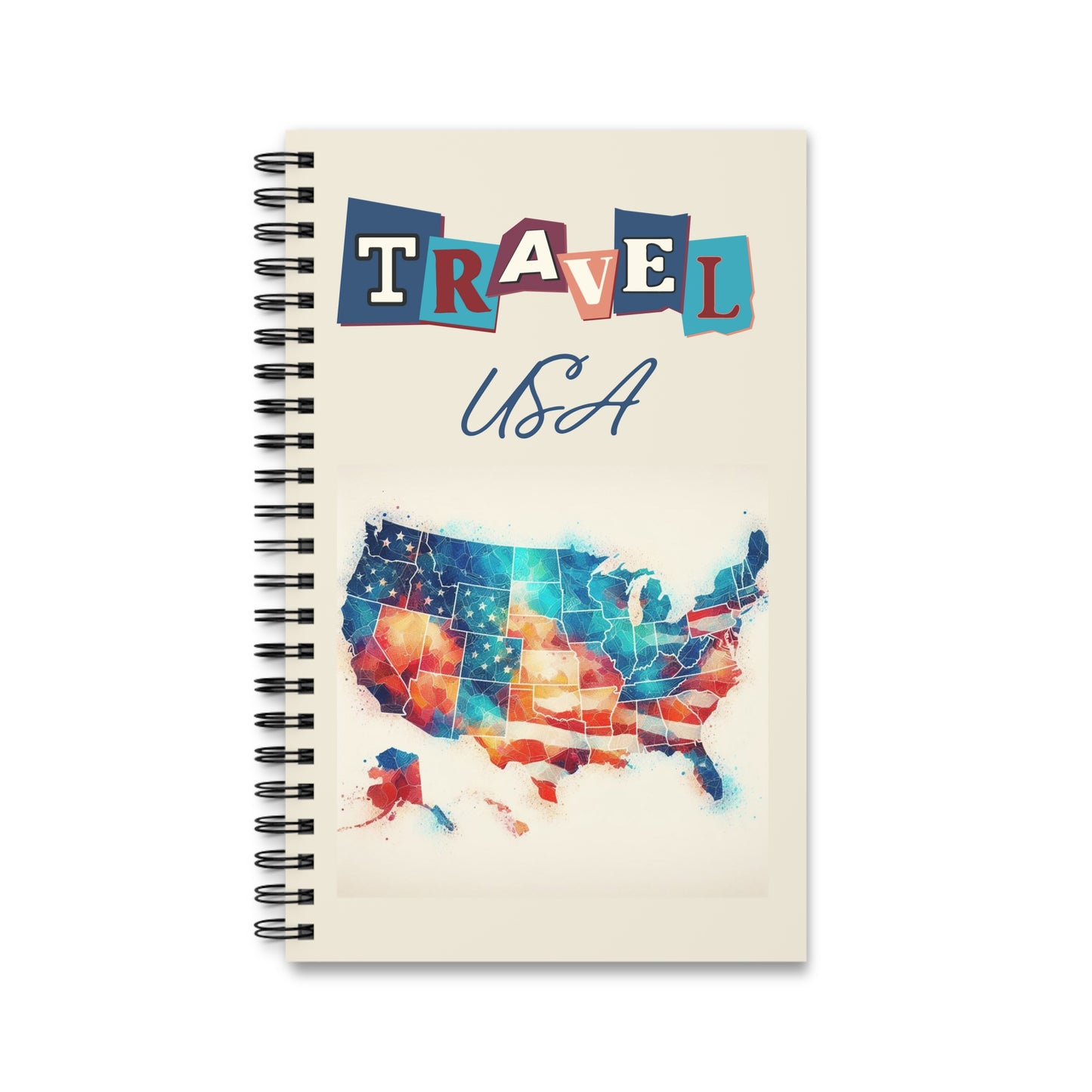 Travel USA America with this Spiral bound travel notebook or scrapbook.  Choose your page style