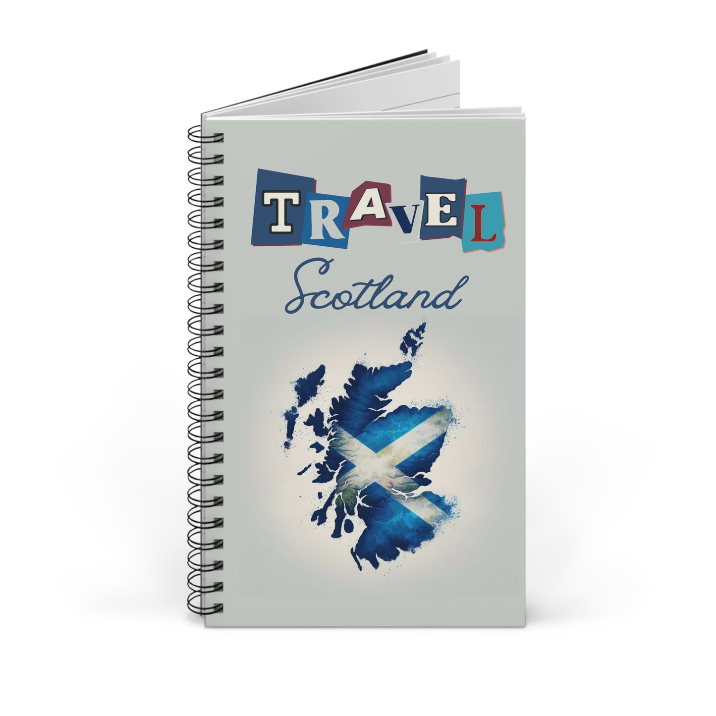 Travel Scotland with this Spiral bound travel notebook, travel scrapbook,  Choose your page style