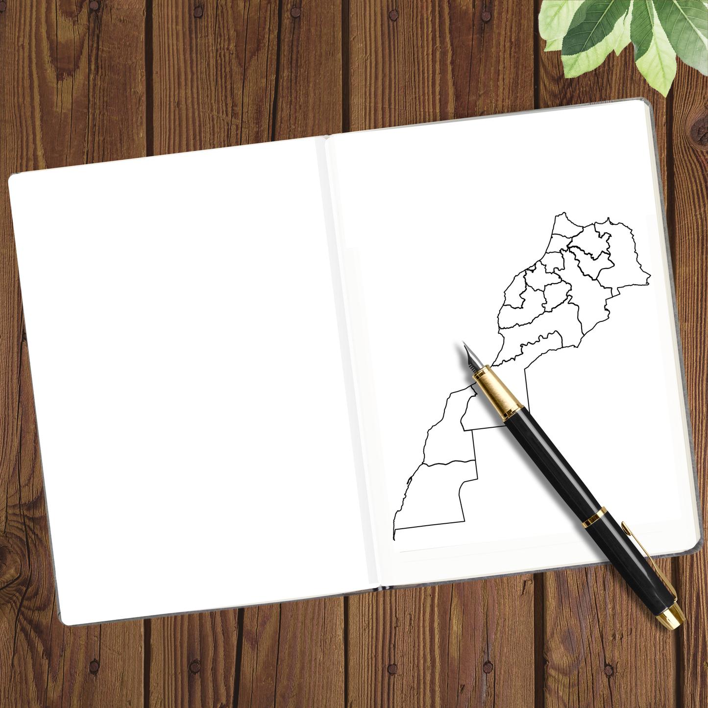 blank line drawn map of Morocco for planning your journey