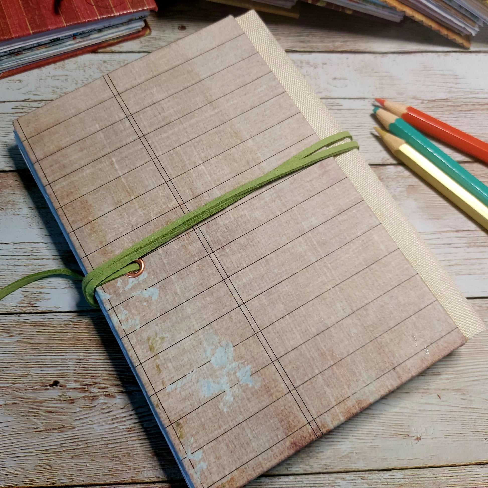 reverse of  junk journal mixed paper notebook