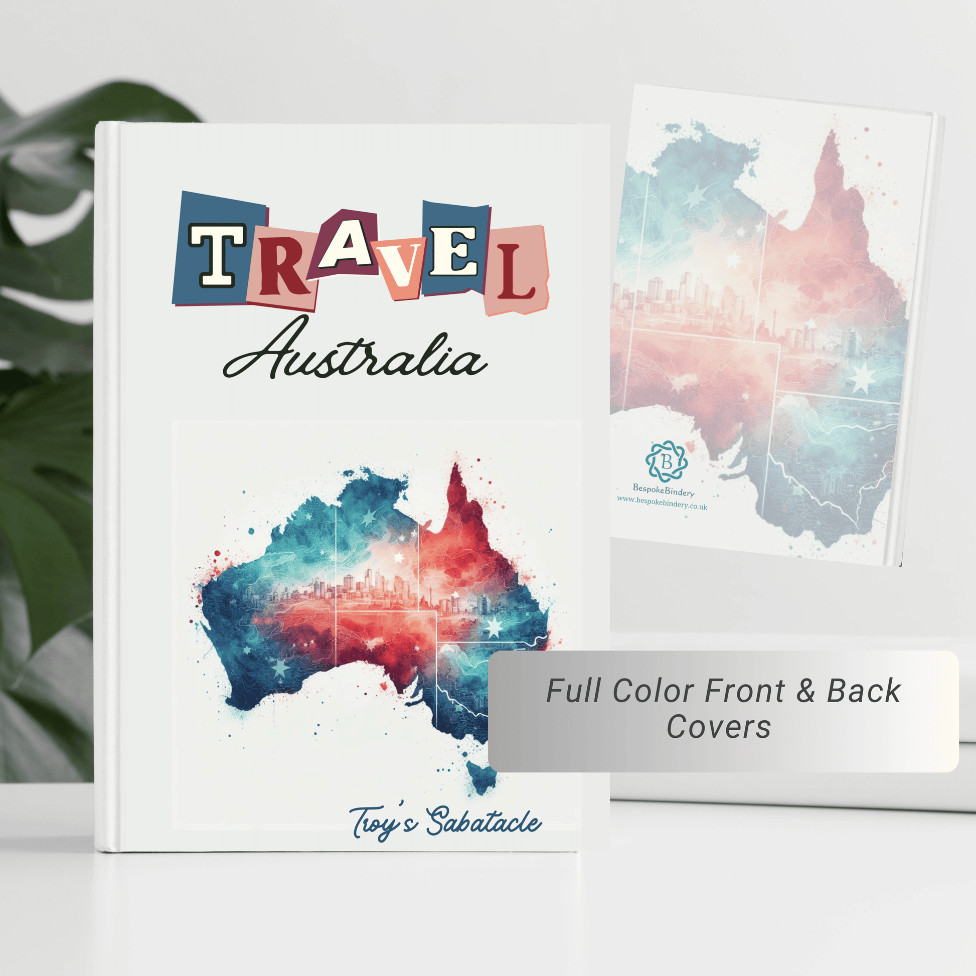 Travel Australia hardback personalised notebook. front and back full colour covers