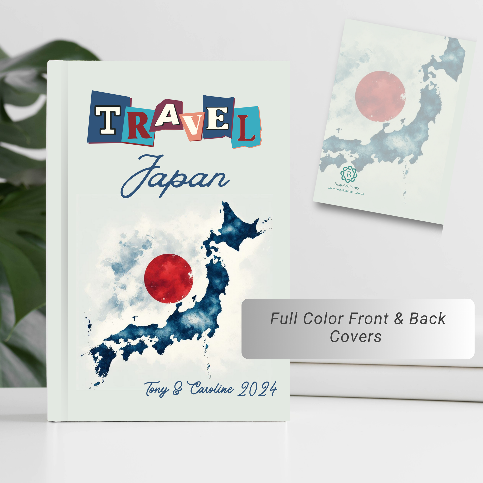 Travel Japan personalised hardback notebook with Japanese map image  on front and back covers