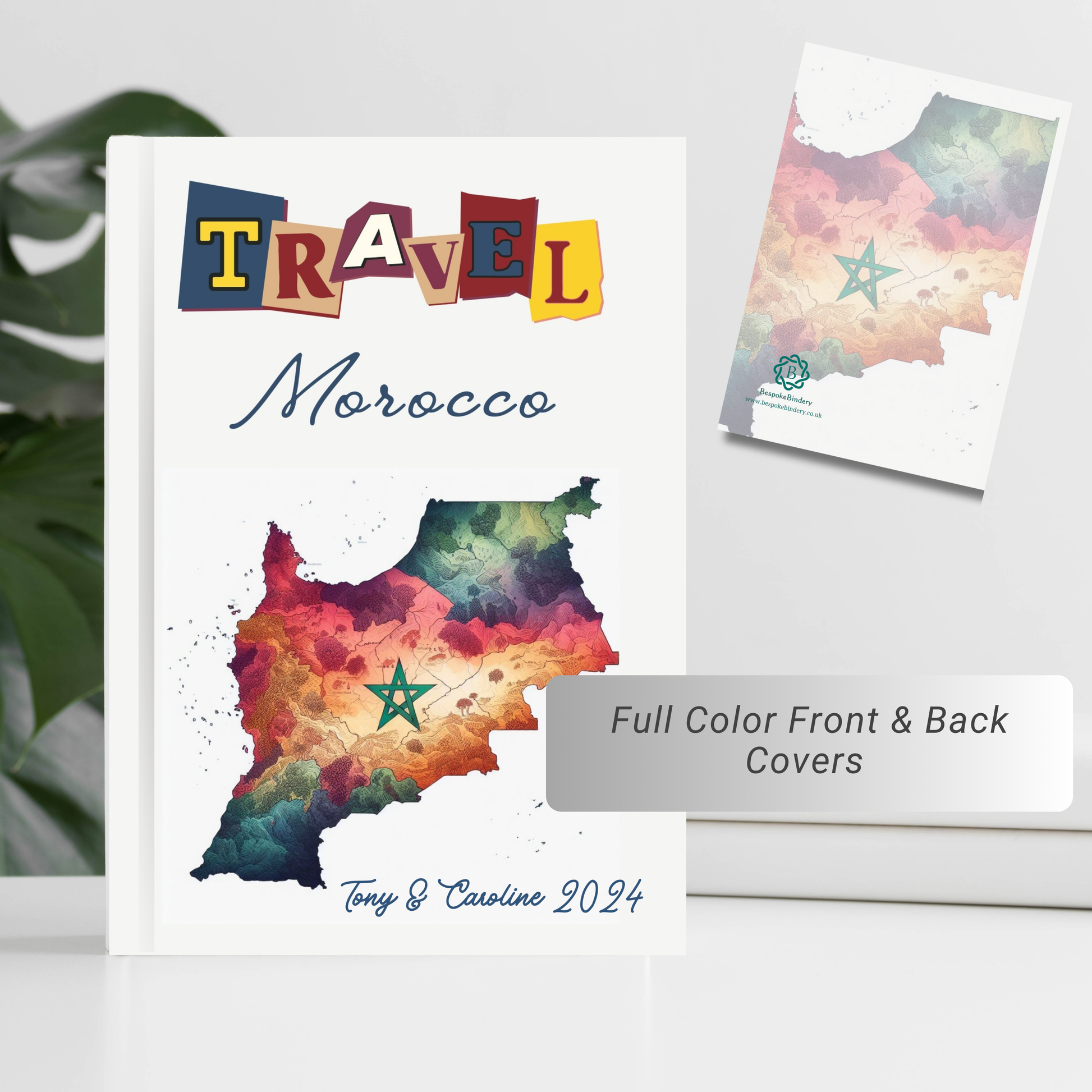 Travel Morocco hardback notebook with personalised names