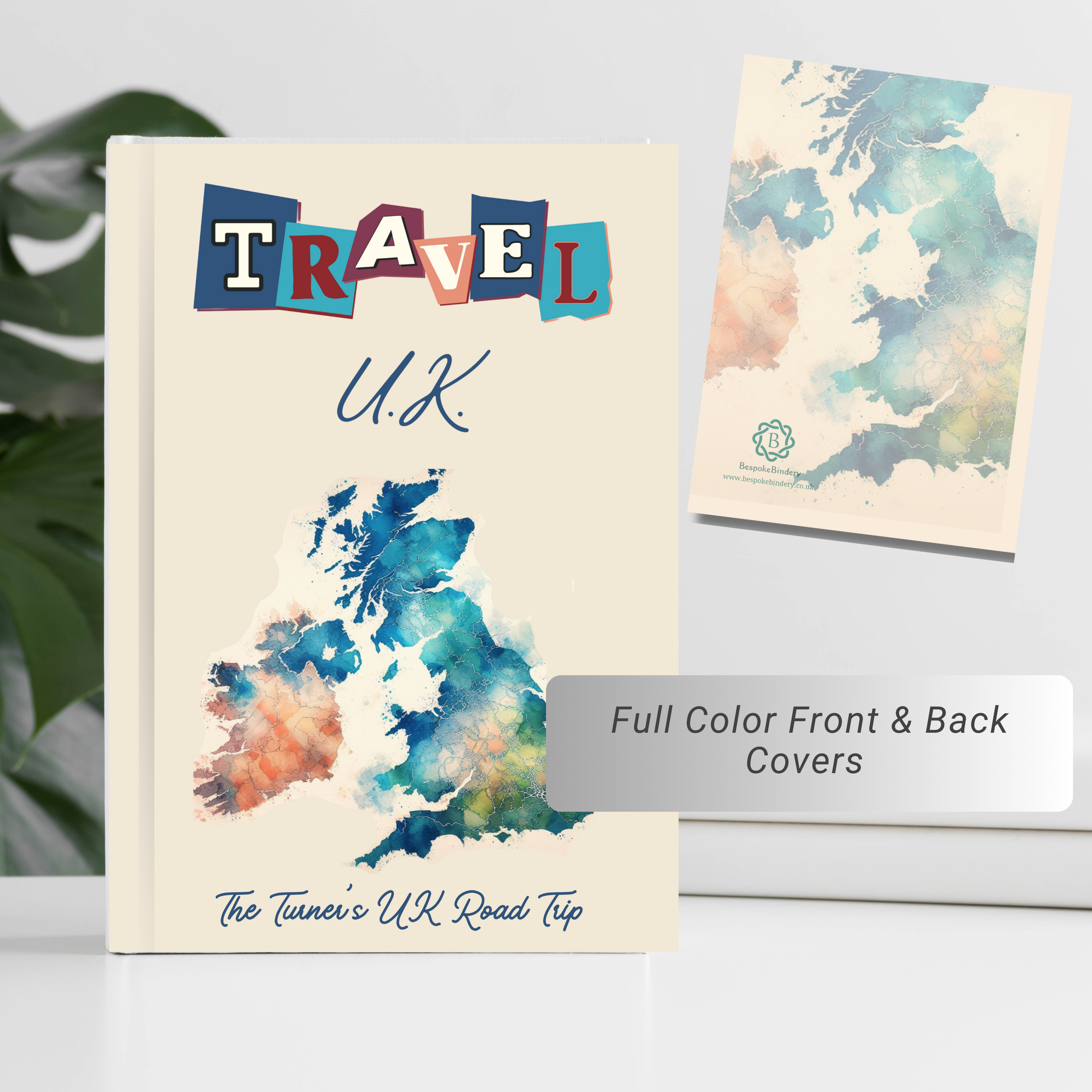 Travel Uk personalised hardback notebook with UK map image 