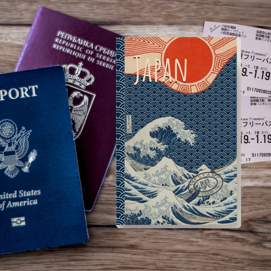 Japan EKI Stamp Collecting Notebook & Travel Journal - Japanese Wave - Travel Journal