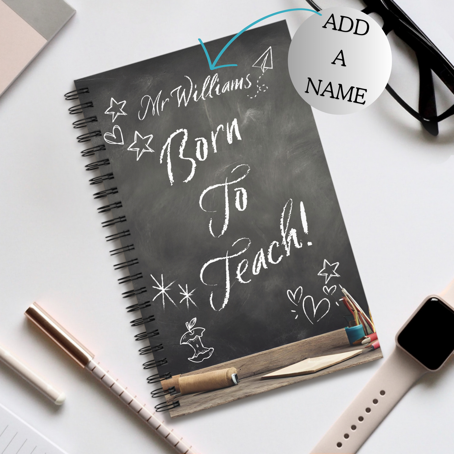 Personalised Teacher Gift Notebook, soft back, lined