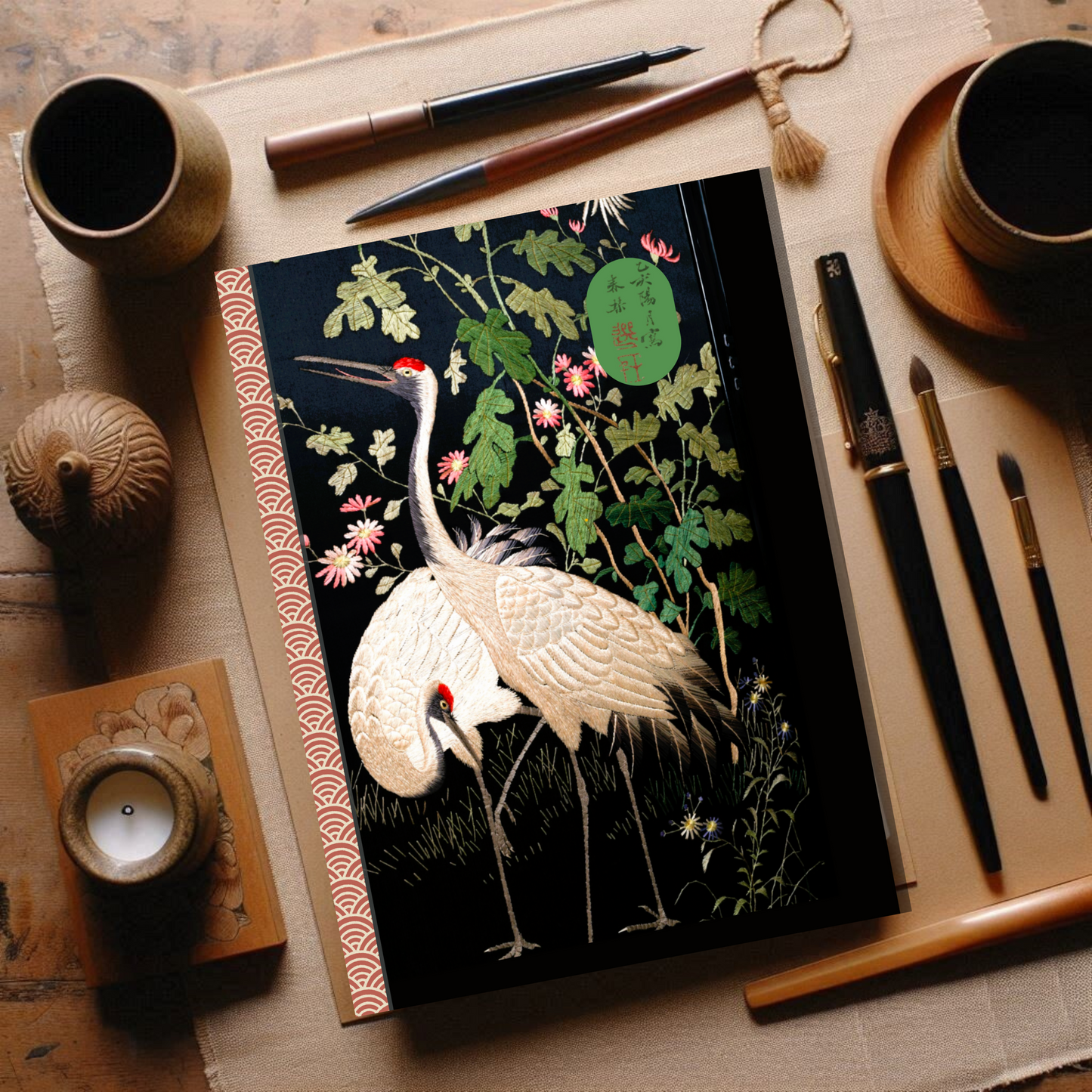 Japan A5 Lined Notebook Hardcover - Cranes