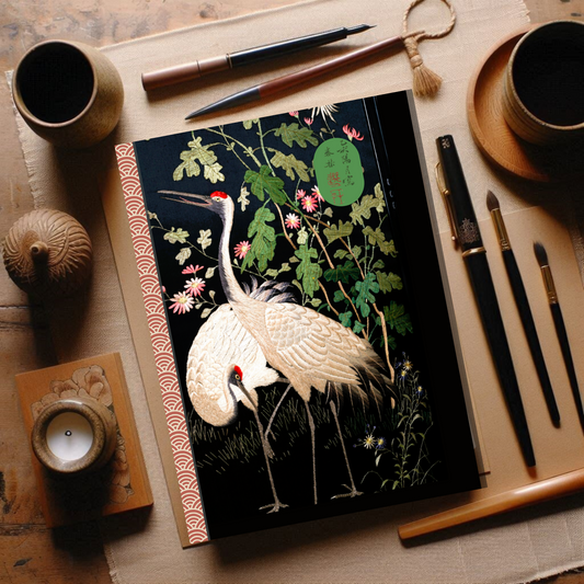 Japan A5 Lined Notebook Hardcover - Cranes